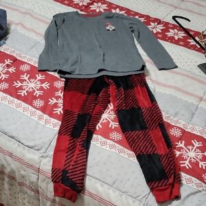 Holiday Time Gray and Red Kids Pajama Set